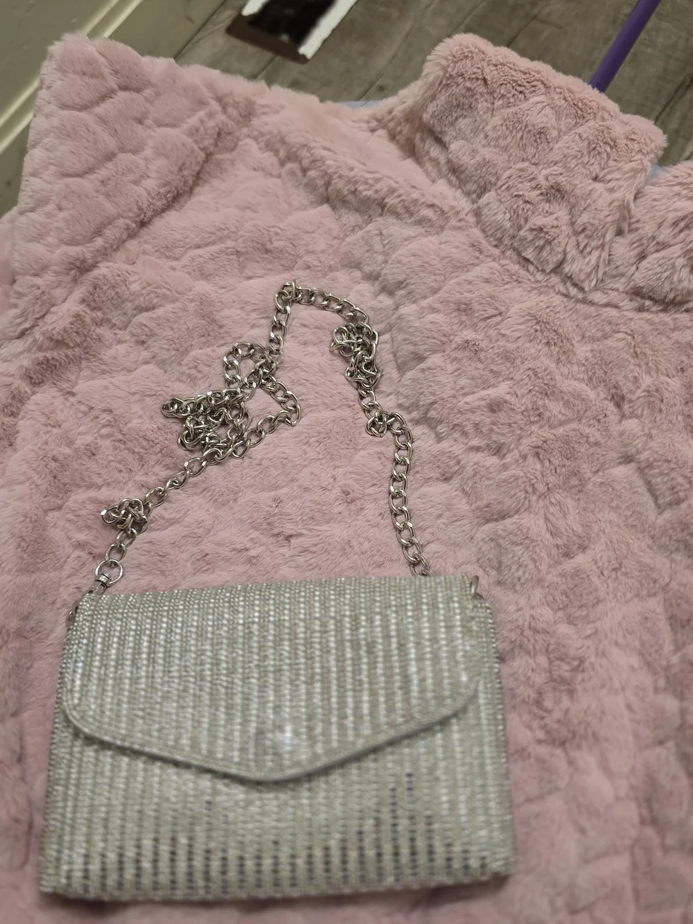 Silver Rhinestone Chain Crossbody Bag - Elegant Evening Clutch